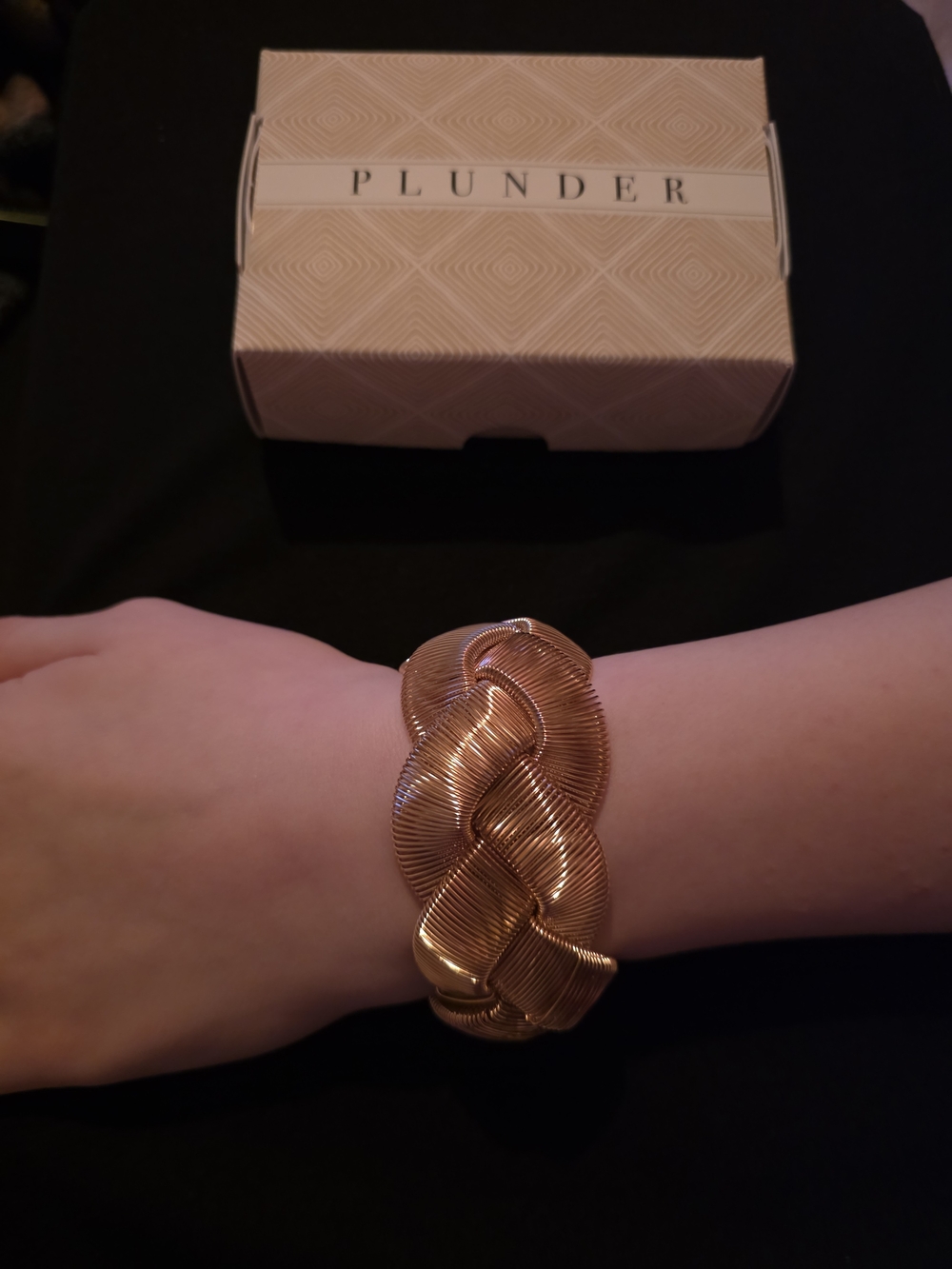 Plunder Braided Coil Cuff Bracelet in Gold Tone